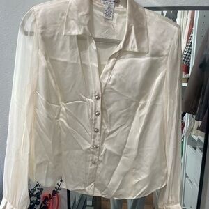 100% silk blouse ( white/cream) rhinestone buttons